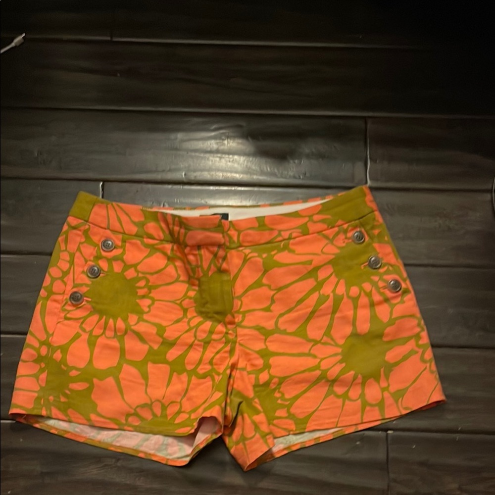 J. Crew Orange and Green Chino Shorts; 4”; NO STRETCH; Size 12 💯% cotton